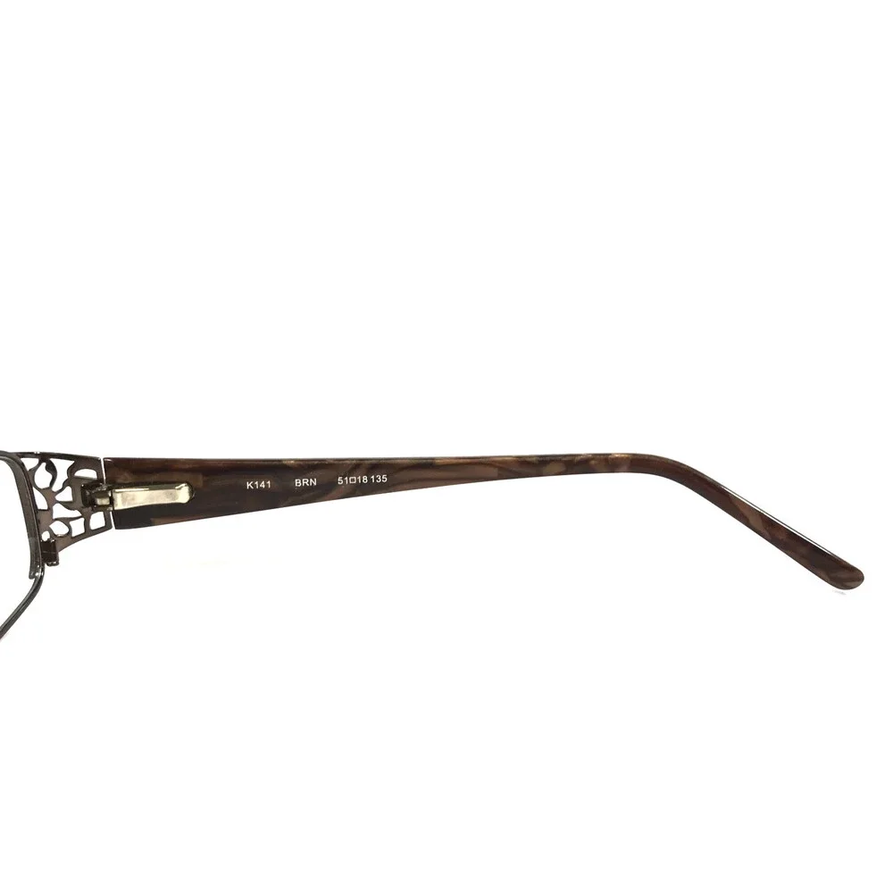 Kay Unger Eyeglasses Frames K141 BRN Brown Rectangle Marble Wire Rim 51-18-135